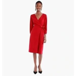 J. Crew Crepe Wrap Dress in Festive Red Size 4